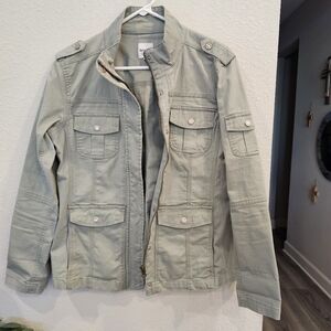 Kensie Jeans Large Light Green Military Style Womens Jacket Stretch
